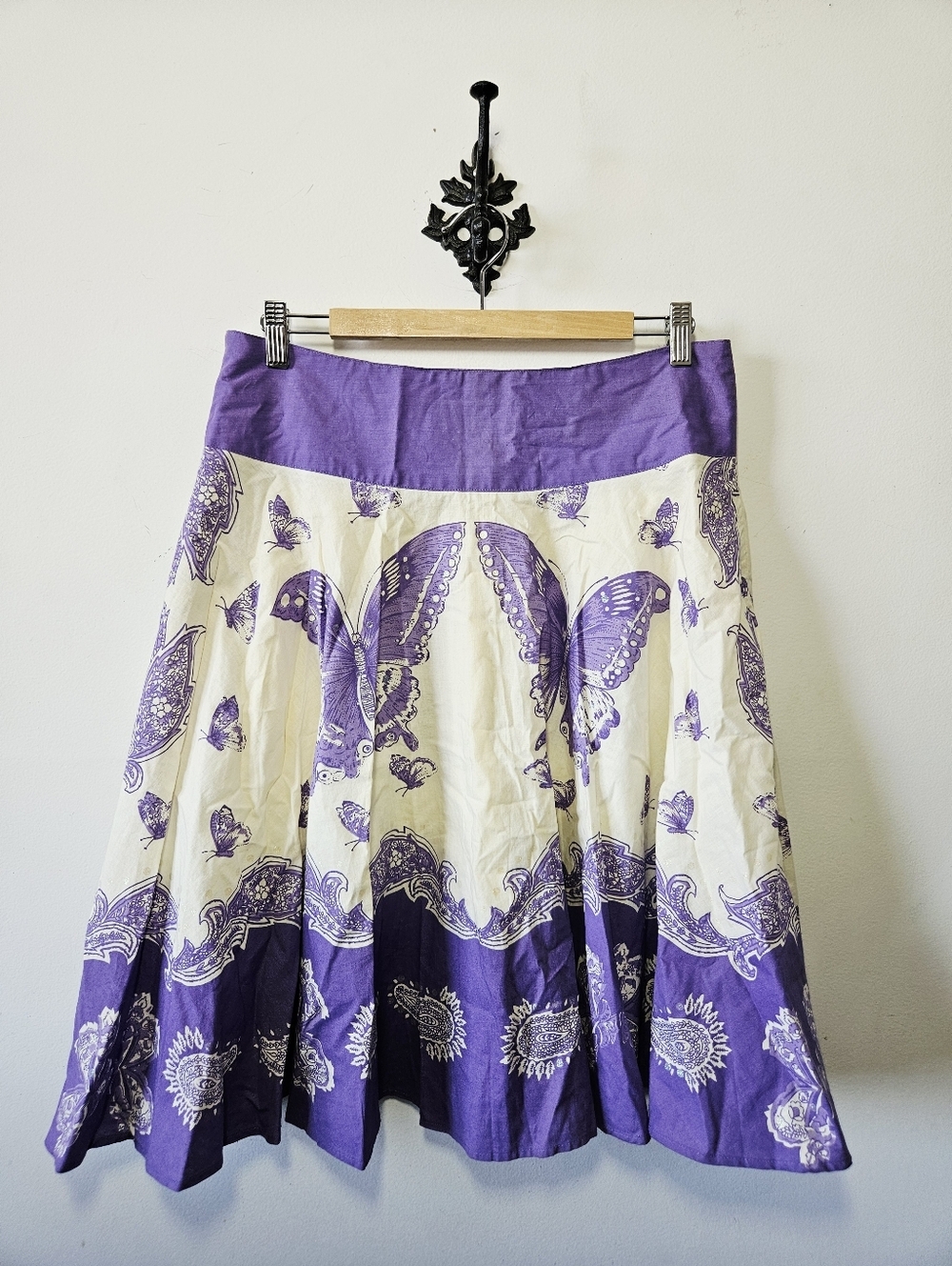 Vintage Y2K DKR & Co Butterfly Skirt Size M Pleated A Line 2000's Fairy Purple